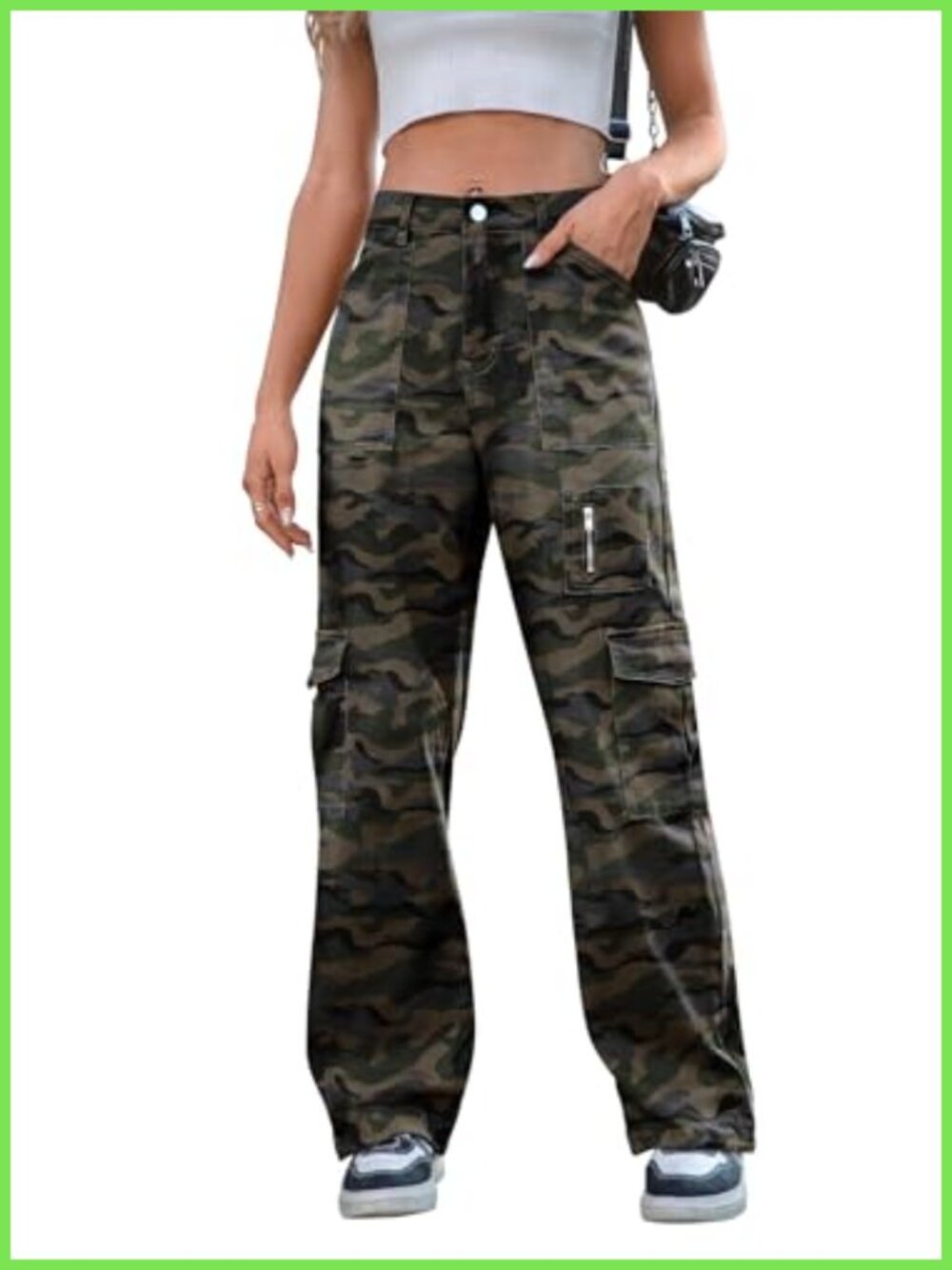 High Waist Wide Leg Cargo Pants Stretch Drawstring Baggy Y2K Trousers